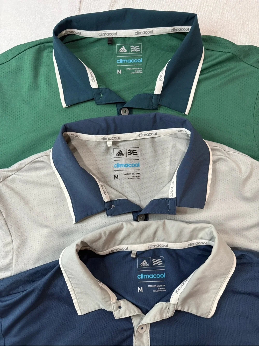 adidas Climacool Polo men’s M 3 Pack - Green, Light Gray, Navy Blue